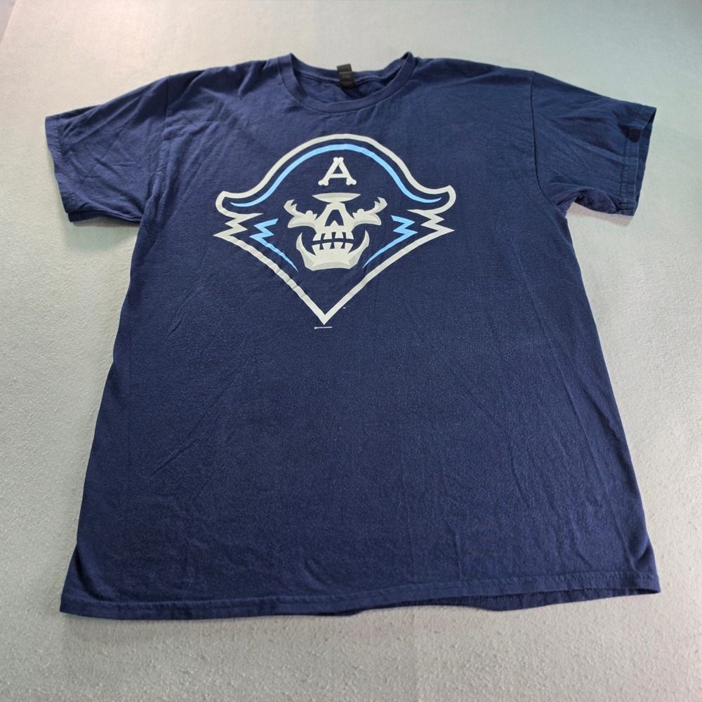 Milwaukee Admirals AHL Pirate Skull Graphic Tee Navy Blue Mens Large
